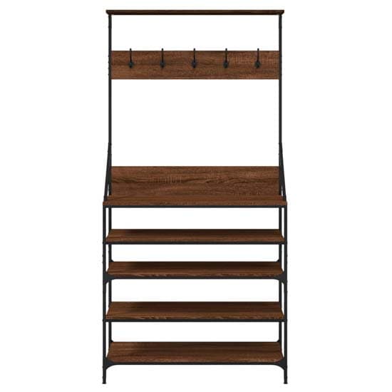 Kinston Wooden Clothes Rack With Shoe Storage In Brown Oak_4