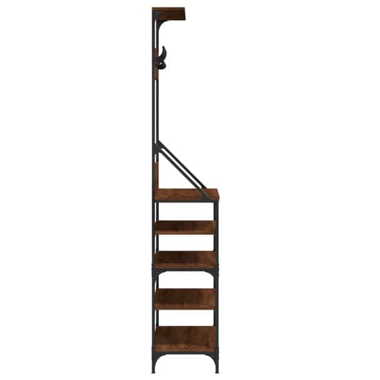 Kinston Wooden Clothes Rack With Shoe Storage In Brown Oak_5