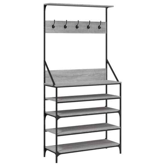 Kinston Wooden Clothes Rack With Shoe Storage In Grey Sonoma Oak_2