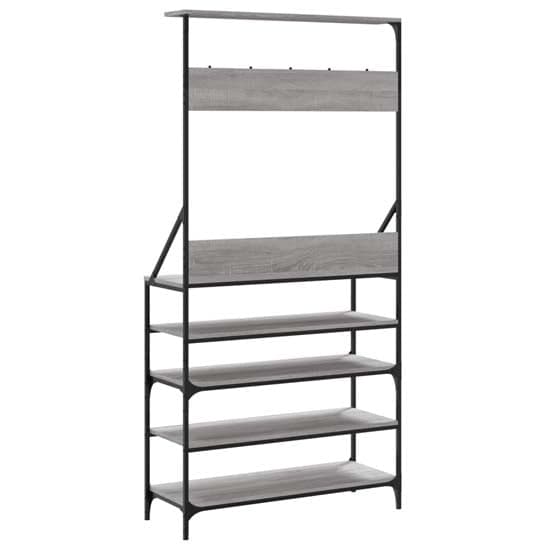 Kinston Wooden Clothes Rack With Shoe Storage In Grey Sonoma Oak_6