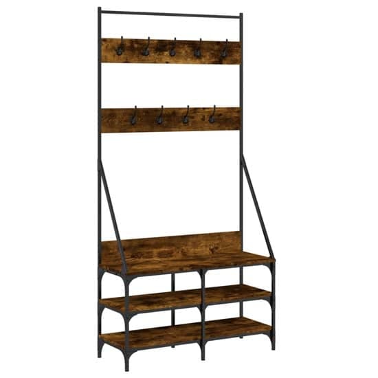 Kinston Wooden Clothes Rack With Shoe Storage In Smoked Oak_2