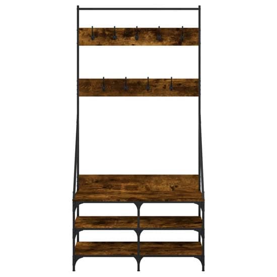 Kinston Wooden Clothes Rack With Shoe Storage In Smoked Oak_4