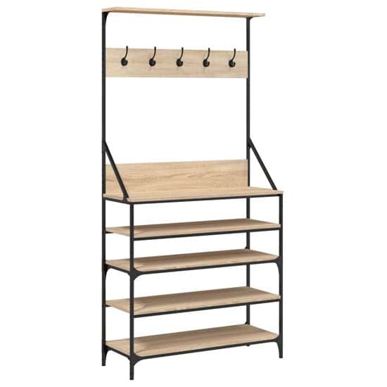 Kinston Wooden Clothes Rack With Shoe Storage In Sonoma Oak_2