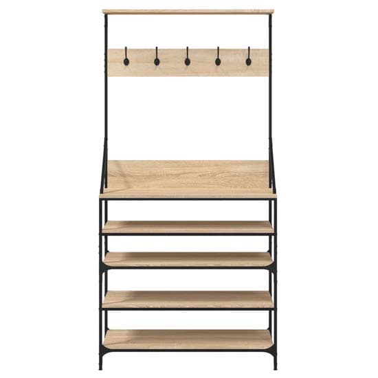 Kinston Wooden Clothes Rack With Shoe Storage In Sonoma Oak_4