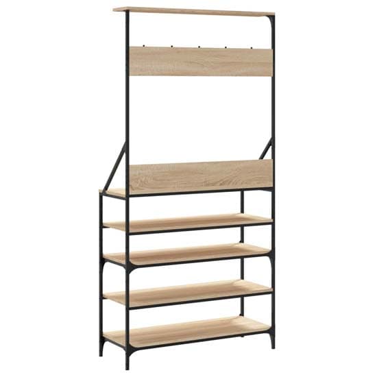 Kinston Wooden Clothes Rack With Shoe Storage In Sonoma Oak_6