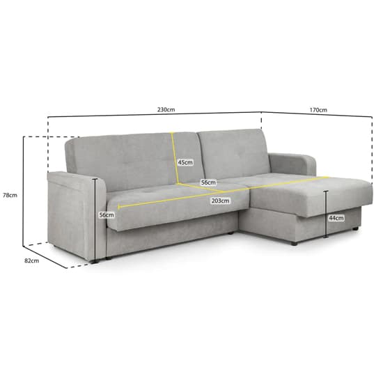 Kira Fabric Sofa Bed Corner In Grey_7