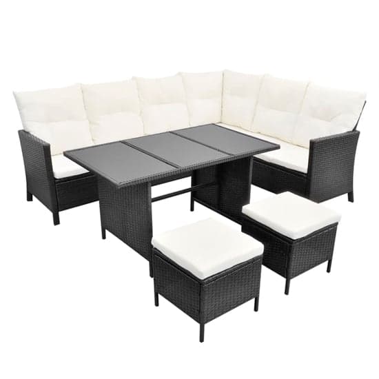Kirkby Rattan 4 Piece Garden Lounge Set With Cushions In Black_2