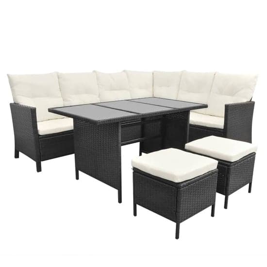 Kirkby Rattan 4 Piece Garden Lounge Set With Cushions In Black_4