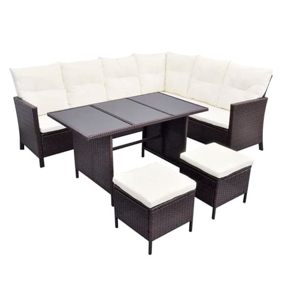 Kirkby Rattan 4 Piece Garden Lounge Set With Cushions In Brown_2
