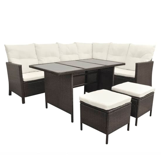 Kirkby Rattan 4 Piece Garden Lounge Set With Cushions In Brown_4