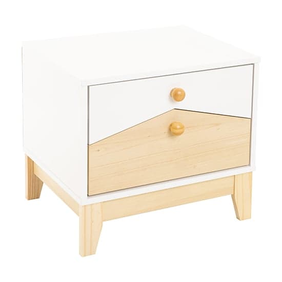 Kiro Bedside Cabinet With 2 Drawers In White And Pine Effect_2