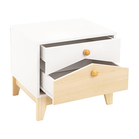 Kiro Bedside Cabinet With 2 Drawers In White And Pine Effect_4