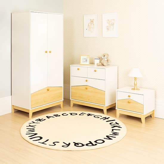 Kiro Bedside Cabinet With 2 Drawers In White And Pine Effect_5