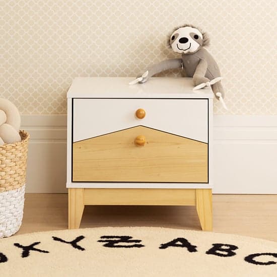 Kiro Bedside Cabinet With 2 Drawers In White And Pine Effect_1