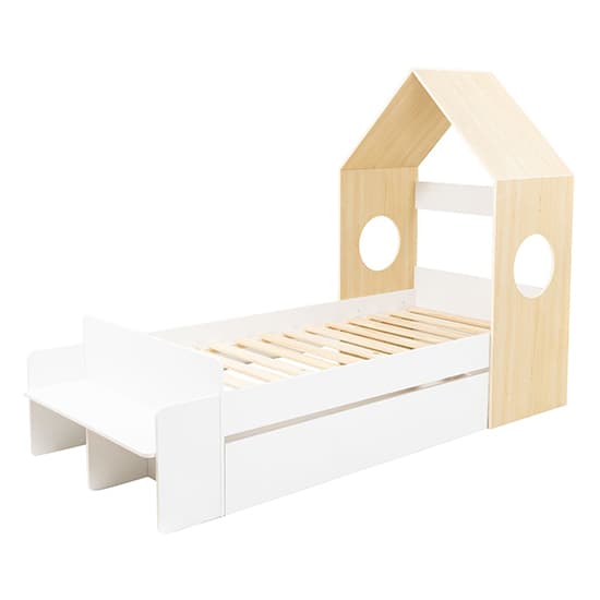 Kiro Childrens House Bed With 1 Drawer In White And Pine Effect_6