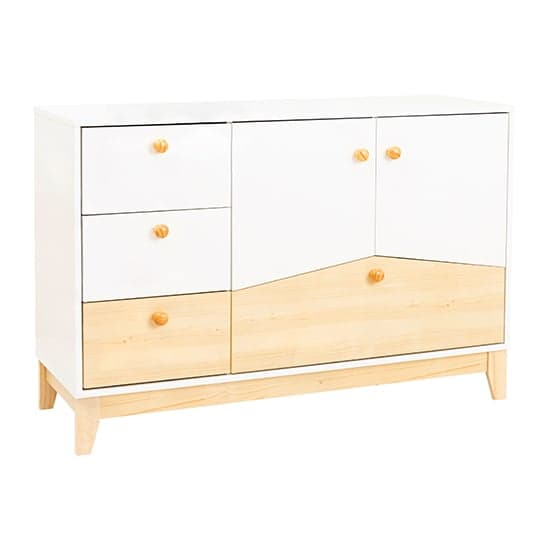 Kiro Sideboard With 2 Doors 4 Drawers In White And Pine Effect_2