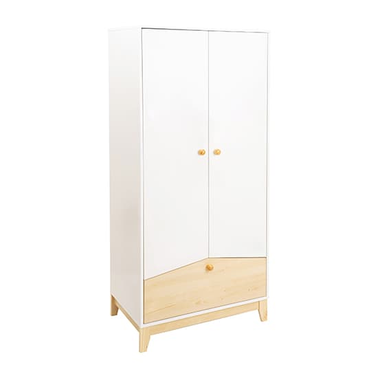 Kiro Wardrobe With 2 Doors 1 Drawer In White And Pine Effect_3