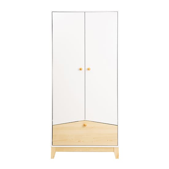 Kiro Wardrobe With 2 Doors 1 Drawer In White And Pine Effect_4