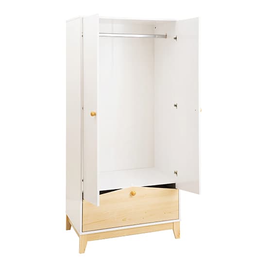 Kiro Wardrobe With 2 Doors 1 Drawer In White And Pine Effect_5
