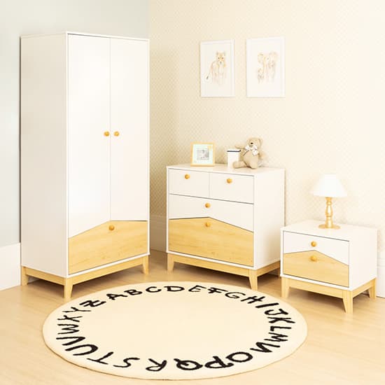 Kiro Wardrobe With 2 Doors 1 Drawer In White And Pine Effect_6