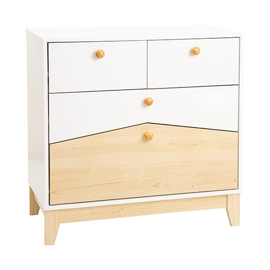 Kiro Wooden Chest Of 4 Drawers In White And Pine Effect_2