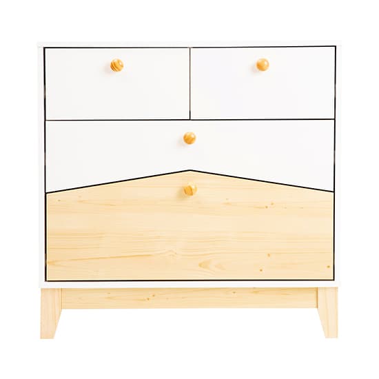 Kiro Wooden Chest Of 4 Drawers In White And Pine Effect_3