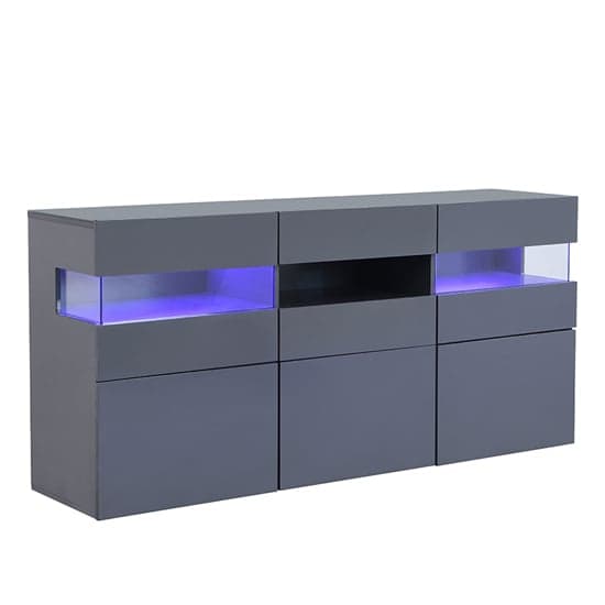 Kirsten High Gloss Sideboard In Grey With LED Lighting_3