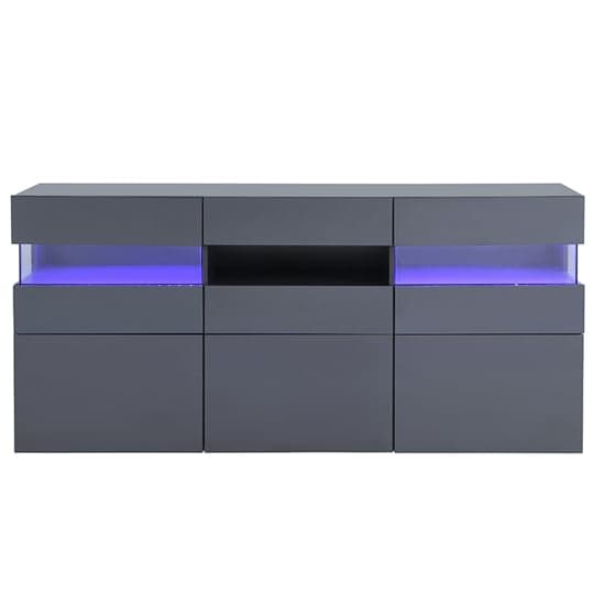 Kirsten High Gloss Sideboard In Grey With LED Lighting_4