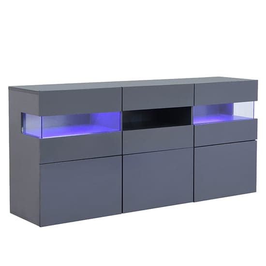 Kirsten High Gloss Sideboard In Grey With LED Lighting_5