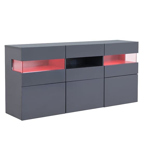 Kirsten High Gloss Sideboard In Grey With LED Lighting_6