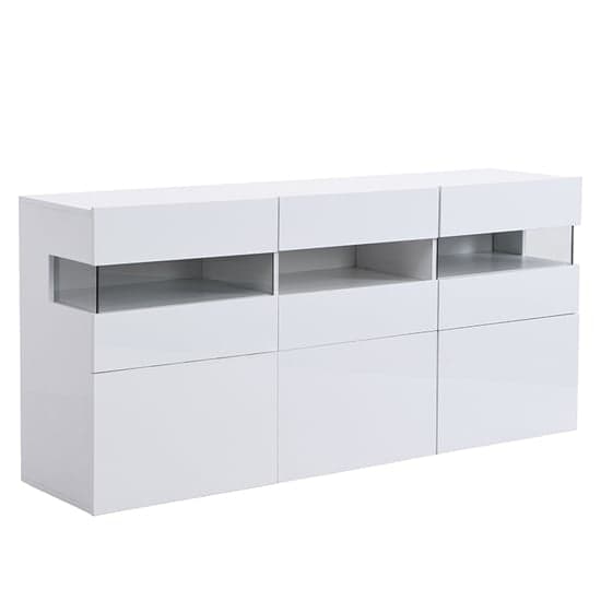 Kirsten High Gloss Sideboard In White With LED Lighting_3