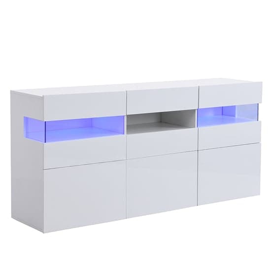 Kirsten High Gloss Sideboard In White With LED Lighting_5