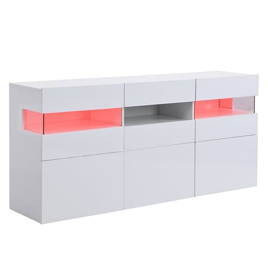 Kirsten High Gloss Sideboard In White With LED Lighting_6