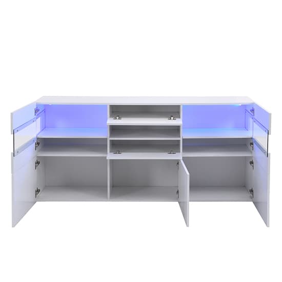 Kirsten High Gloss Sideboard In White With LED Lighting_9