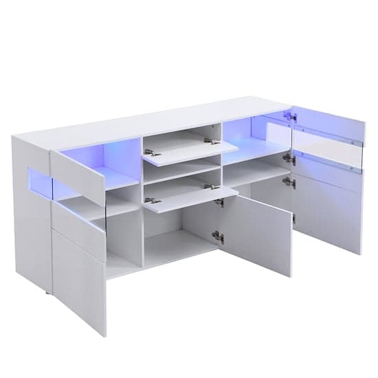 Kirsten High Gloss Sideboard In White With LED Lighting_10