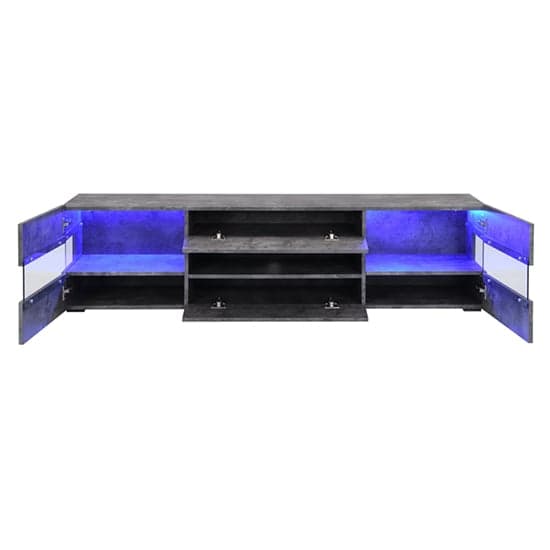 Kirsten Wooden TV Stand In Concrete Effect With LED Lighting_5