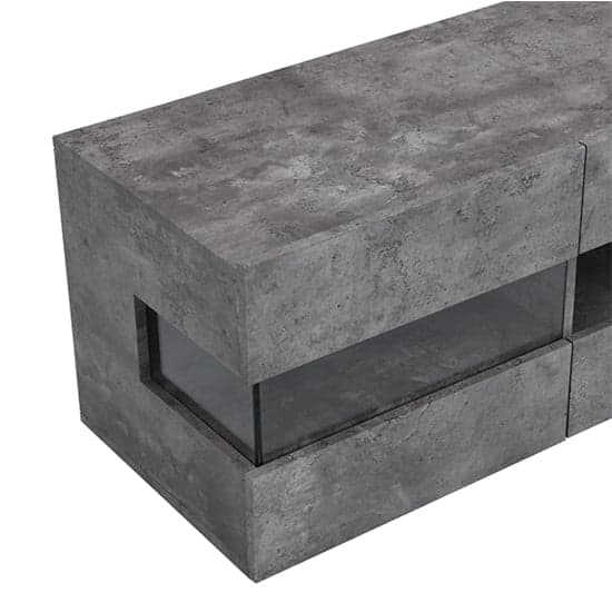 Kirsten Wooden TV Stand In Concrete Effect With LED Lighting_6