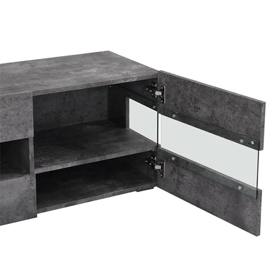 Kirsten Wooden TV Stand In Concrete Effect With LED Lighting_8