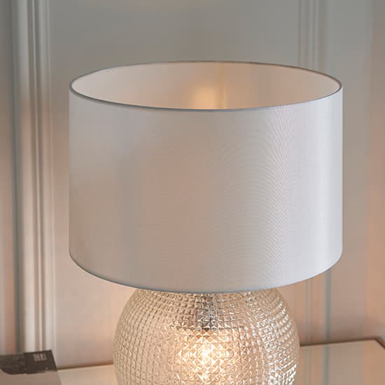 Knighton 2 Lights White Shade Table Lamp In Clear Glass Base_4