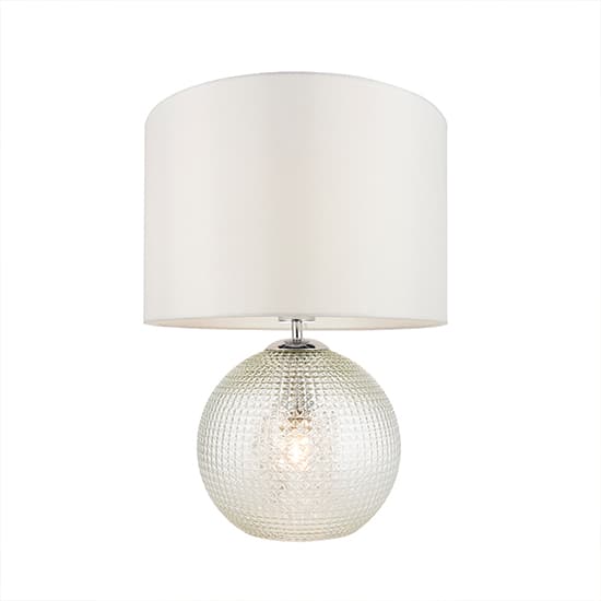 Knighton 2 Lights White Shade Table Lamp In Clear Glass Base_5
