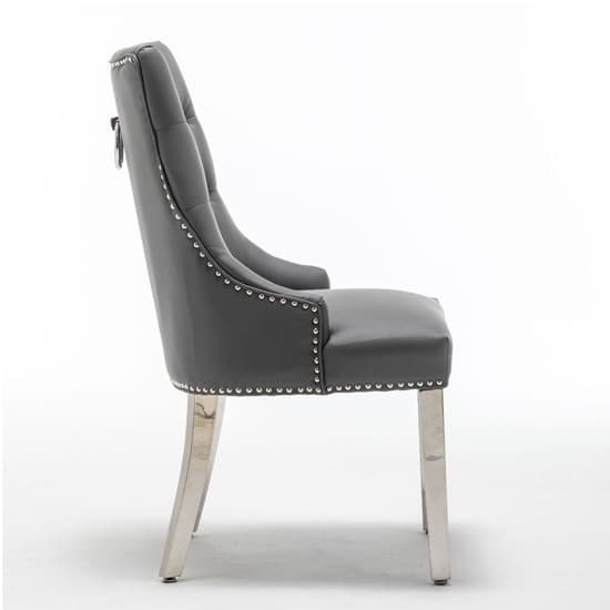 Knoxville Faux Leather Dining Chair In Grey_2