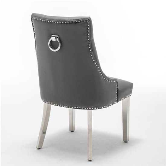 Knoxville Faux Leather Dining Chair In Grey_4