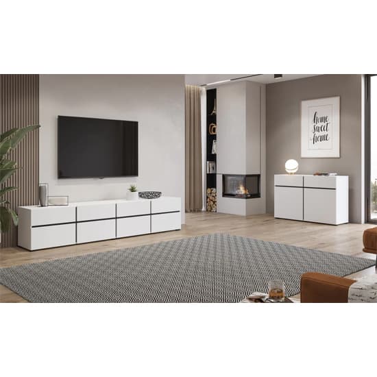Kodak Wooden TV Stand With 4 Doors 4 Drawers In White_5