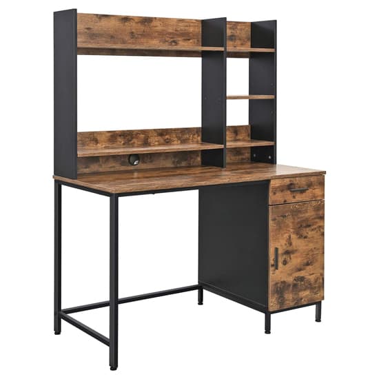 Kohler Wooden Computer Desk With Bookshelf In Rustic Brown_4