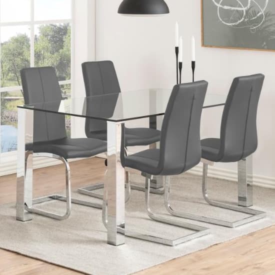 Konya Rectangular 140cm Glass Dining Table With Chrome Legs Furniture