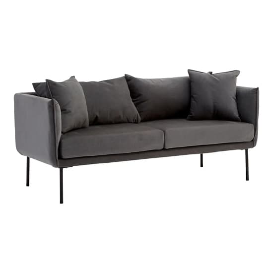 Koper Fabric 2 Seater Sofa In Plush Grey With Black Legs_2