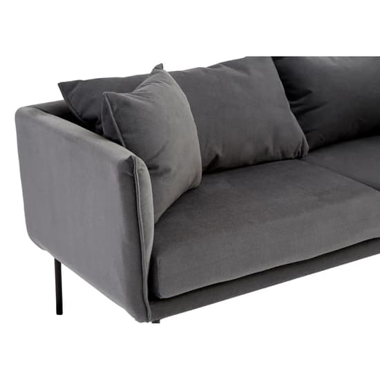 Koper Fabric 2 Seater Sofa In Plush Grey With Black Legs_4