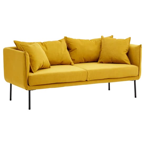 Koper Fabric 2 Seater Sofa In Yellow With Black Legs_2