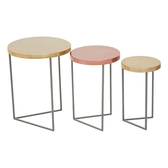 Koura Metal Nest Of 3 Tables In Gold And Grey_3