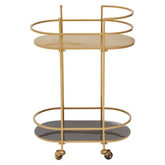 Koura Metal Rolling Drinks Trolley In Gold And Grey_3